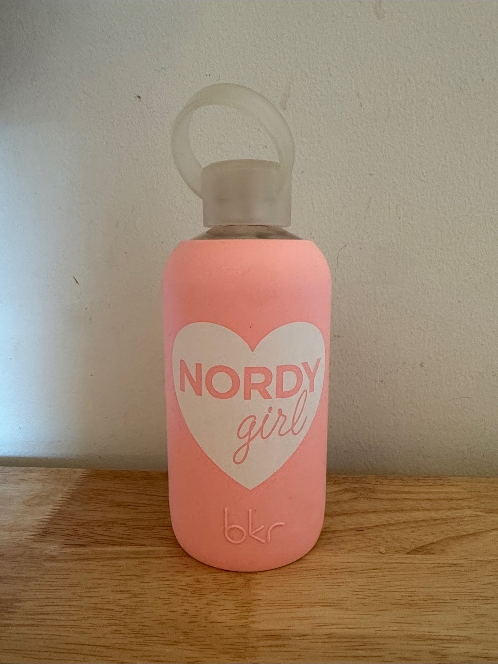 BKR Glass Water Bottle 16 oz Pink “Nordy Girl” Silicone Sleeves